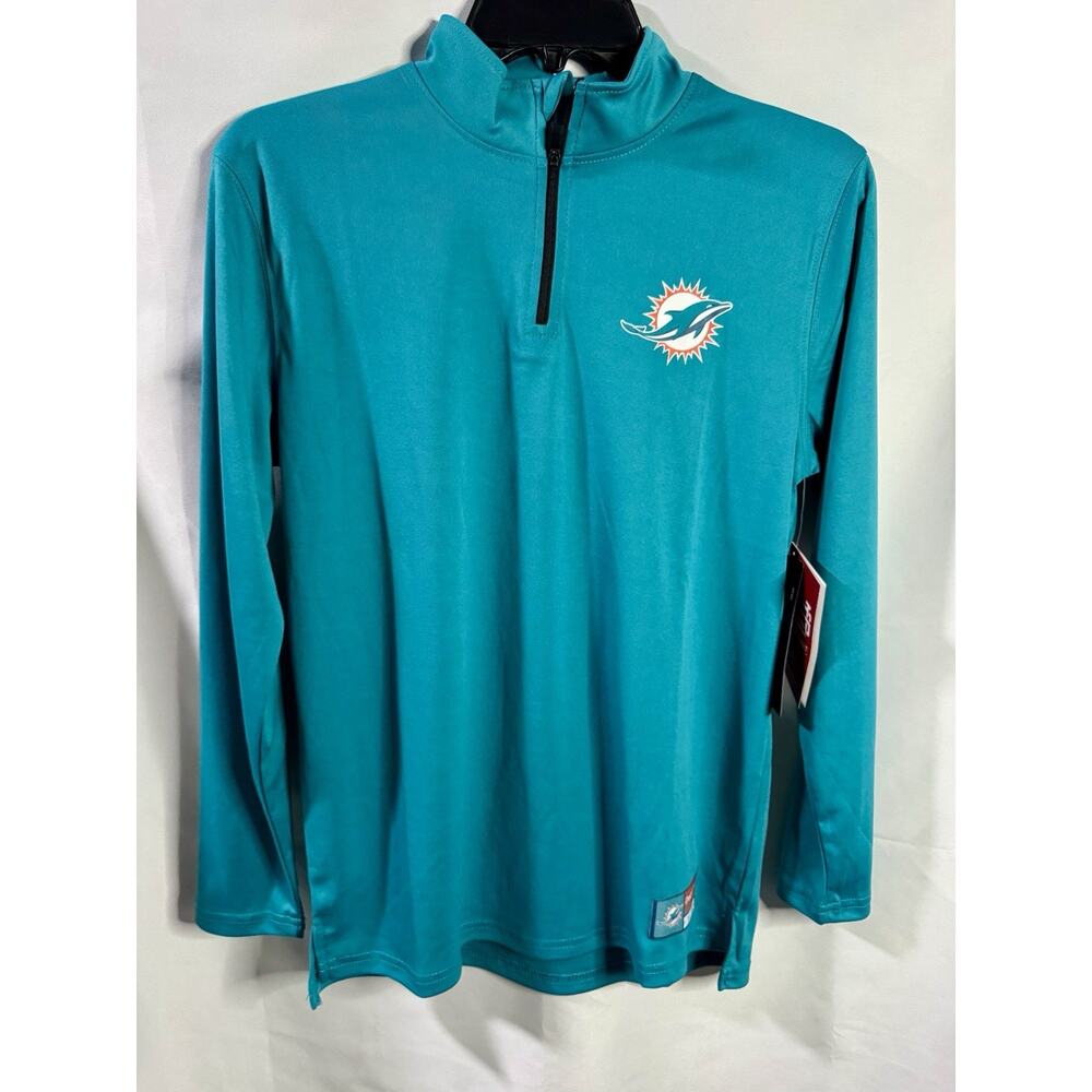 Miami Dolphins Youth 18/20 Ultra Game Quarter-Zip Tee Shirt